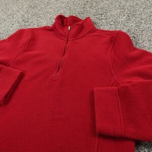 VTG LL Bean Sweater Mens M Red Polartec Pullover Fleece Zip Outdoors Warm Hiking